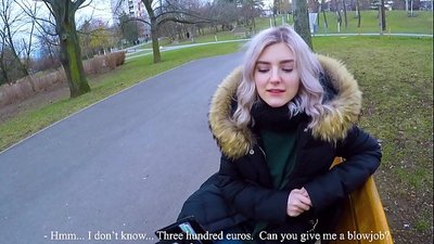 Swallows một người lạ nóng cum vì tiền - thổi kèn trong công viên bởi Eva Elfie